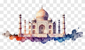 Taj Mahal Watercolor Illustration PNG