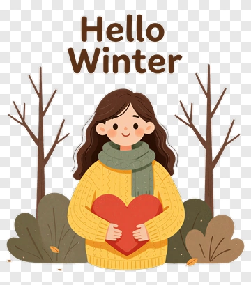 Girl Holding Heart In Winter PNG