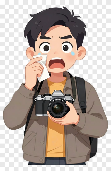 Sad Photographer Wiping Tear PNG