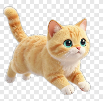 Orange Cat Jumping PNG