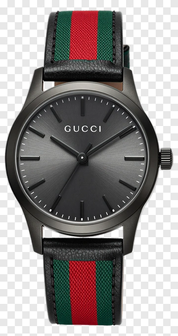 Gucci Luxury Watch With Red Green Strap PNG