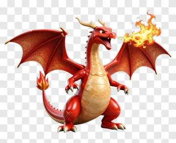 Red Dragon Breathing Fire PNG