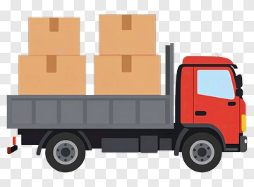 Red Delivery Truck With Cargo Boxes PNG
