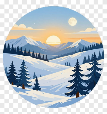 Winter Mountain Scene With Pine Trees PNG