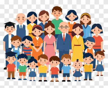 Happy Family Group With Children And Adults PNG