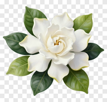 White Gardenia With Green Leaves PNG