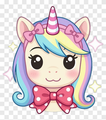 Cute Cartoon Unicorn With Bow PNG