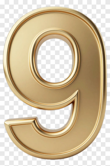 Golden Number Nine PNG
