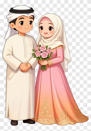 Cartoon Arabian Wedding Couple PNG
