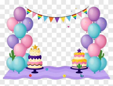 Birthday Party With Cakes And Balloons PNG