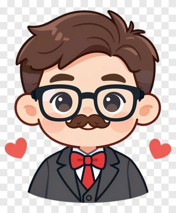 Cute Man With Glasses And Mustache PNG