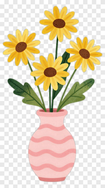 Sunflowers In A Pink Vase PNG