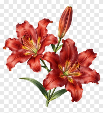 Red Lily Bloom With Yellow Center PNG