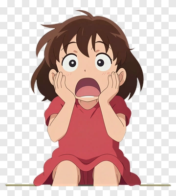 Shocked Anime Girl In Red Dress PNG
