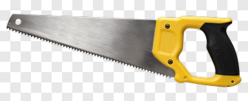 Yellow Hand Saw With Black Grip PNG