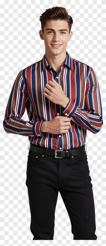 Man In Striped Shirt PNG