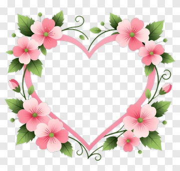 Heart Frame With Pink Flowers PNG