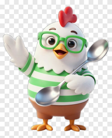 Chicken With Glasses Holding Spoon PNG
