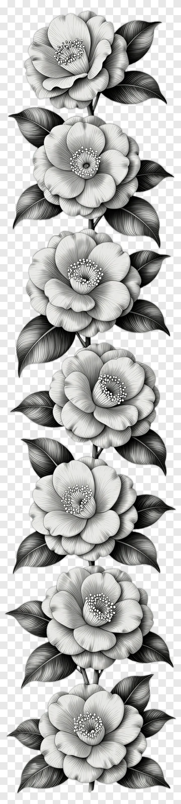 Hand Drawn Camellia Flowers PNG