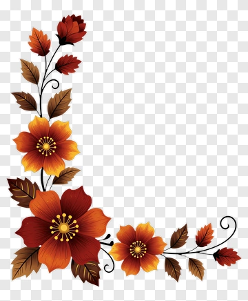 Autumn Floral Corner Design PNG