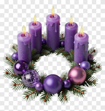 Advent Wreath With Purple Candles And Ornaments PNG