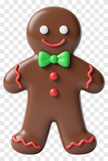Gingerbread Man With Bow Tie PNG