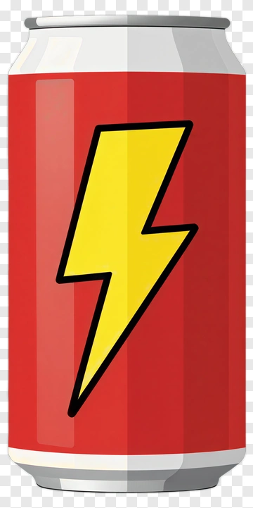 Red Energy Drink Can With Yellow Lightning PNG