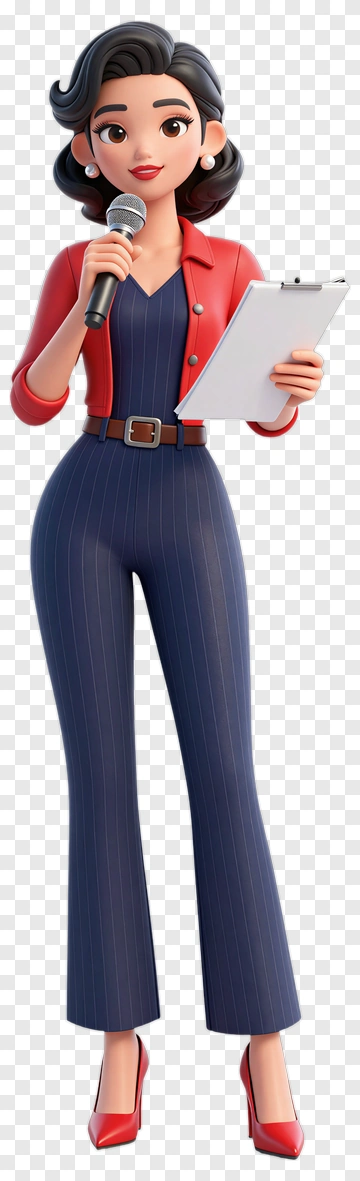 Confident Female Reporter PNG