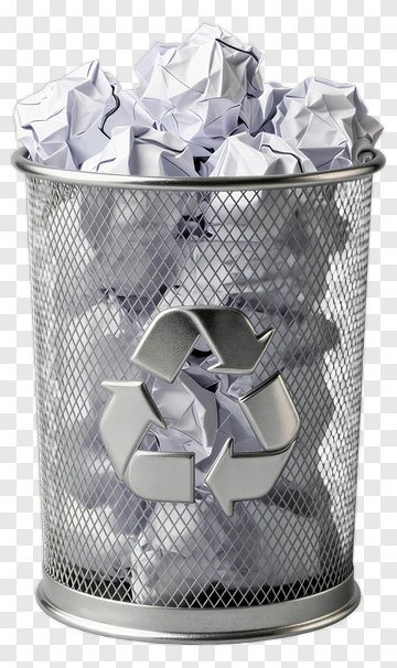 Recycling Bin With Crumpled Paper PNG