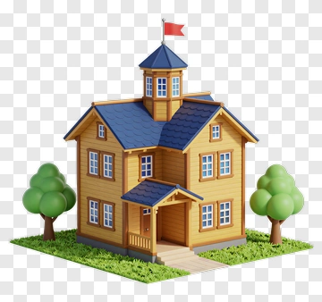 Wooden House With Tower And Flag PNG