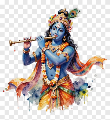 Blue Krishna Playing Flute PNG