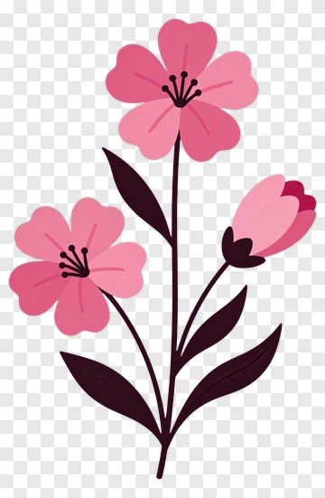 Pink Flowers With Dark Leaves PNG