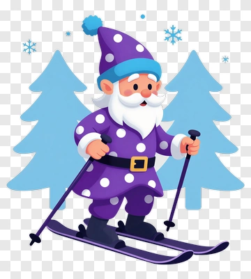 Santa Claus Skiing In Winter PNG