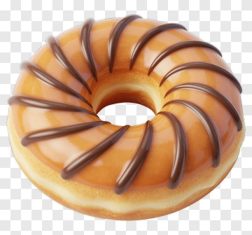 Golden Glazed Donut With Chocolate Drizzle PNG