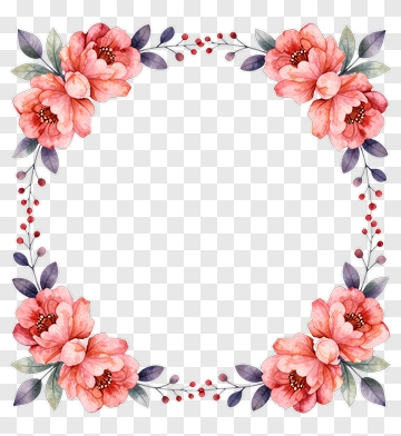 Watercolor Flower Frame PNG