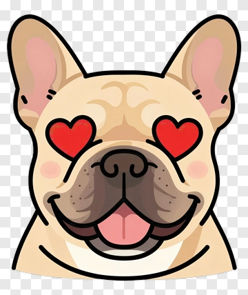 French Bulldog With Heart Eyes PNG