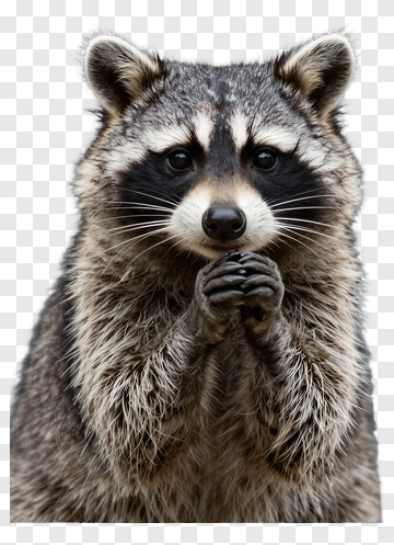 Raccoon Holding Its Paws Together PNG