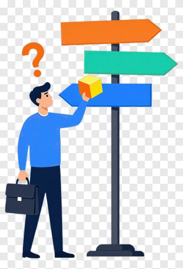 Man Choosing Direction At Signpost PNG