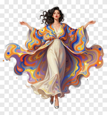 Woman In Flowing Dress Dancing PNG