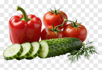 Fresh Red Bell Pepper Tomato And Cucumber PNG