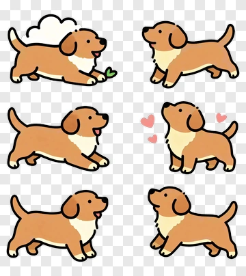 Cartoon Dogs In Various Poses PNG