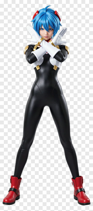 Anime Character Figure With Blue Hair PNG