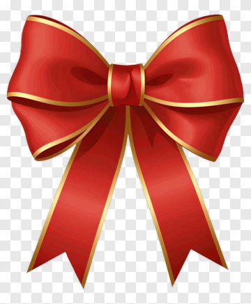Red Bow With Gold Trim PNG