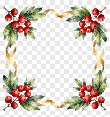 Watercolor Berry Branch Frame PNG