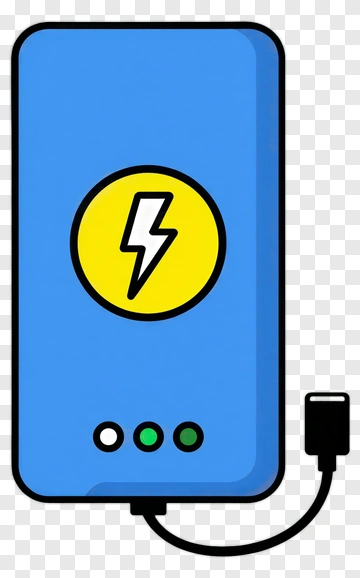 Blue Power Bank With Lightning Bolt PNG