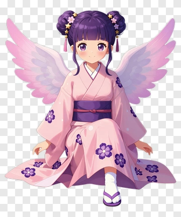 Pink Kimono Angel Girl PNG