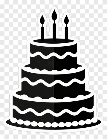 Black And White Birthday Cake PNG