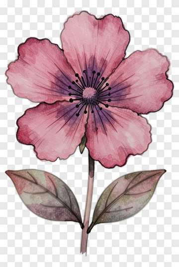 Pink Flower With Purple Center PNG