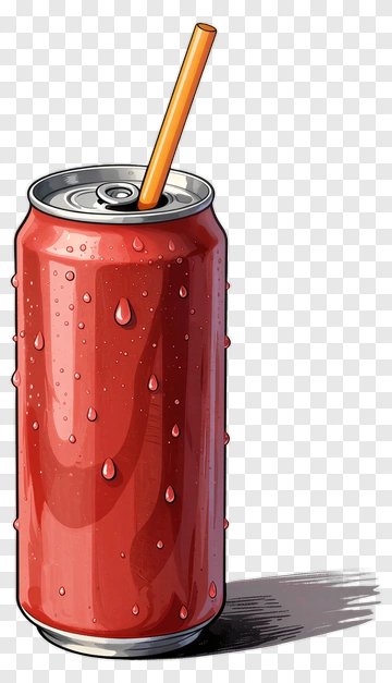 Red Soda Can With Straw PNG