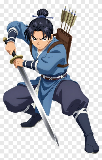 Samurai In Combat Stance PNG